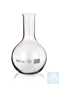 Flat bottom flask narrow neck, 10000 ml, dim. Ø 1= 279 x Ø 2= 65 x H 400 mm, with rim, Simax®...